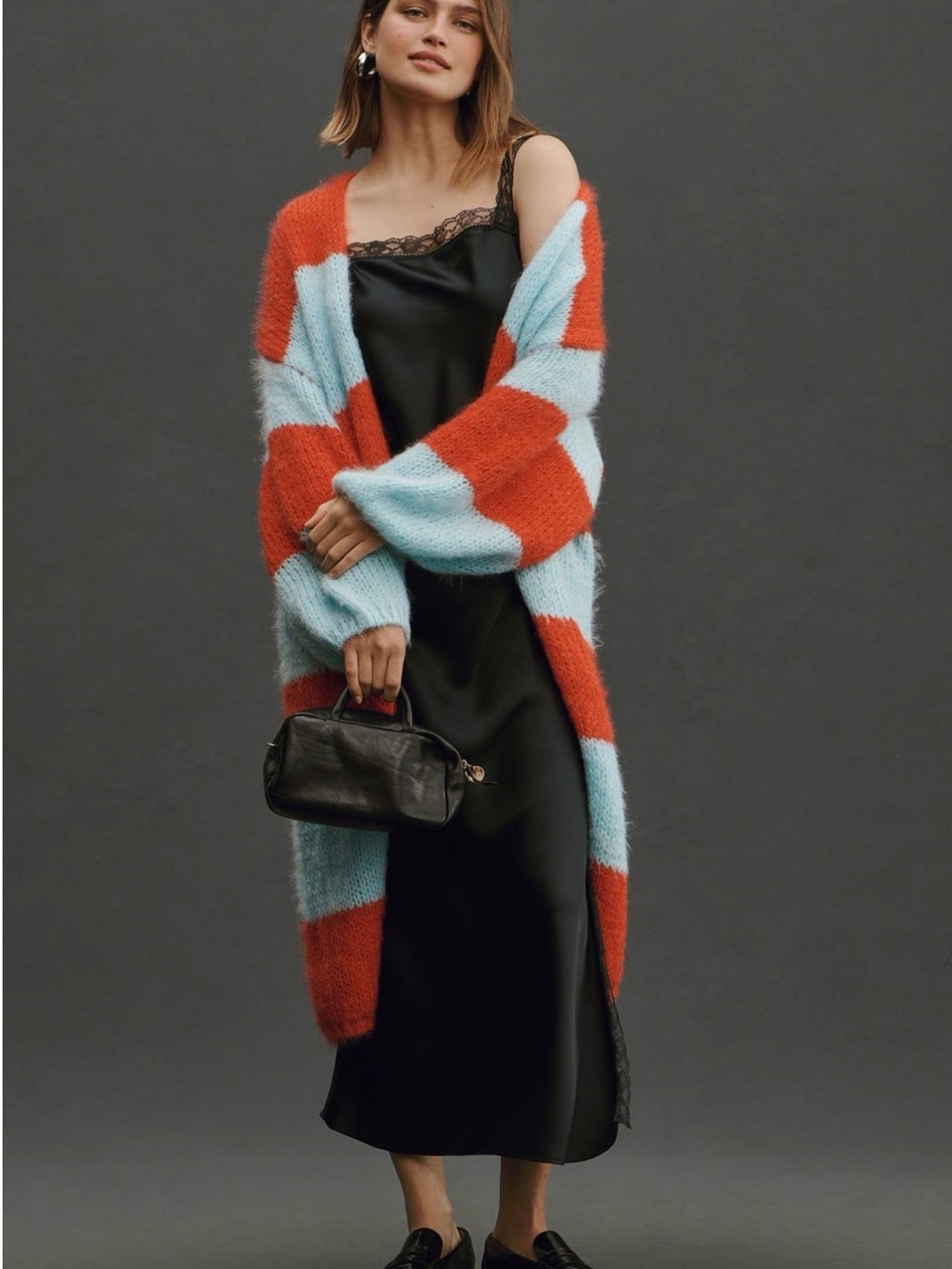 By Anthropologie Open-Front Long Striped Cardigan OS